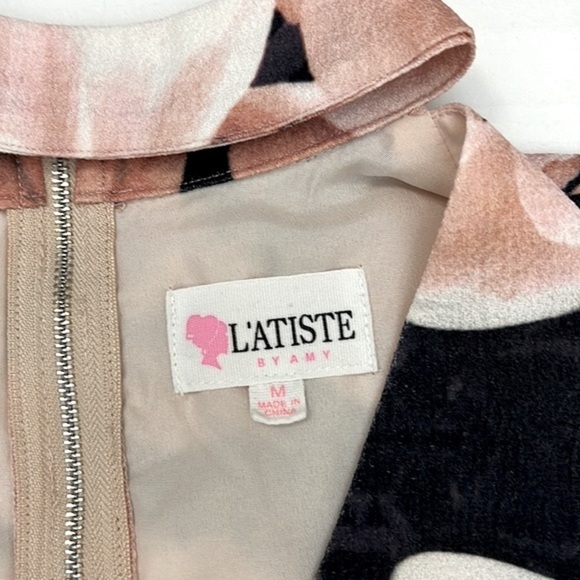 L’atiste By Amy Two Piece Floral Set High Rise Shorts Crop Top Navy Pink - Picture 4 of 16